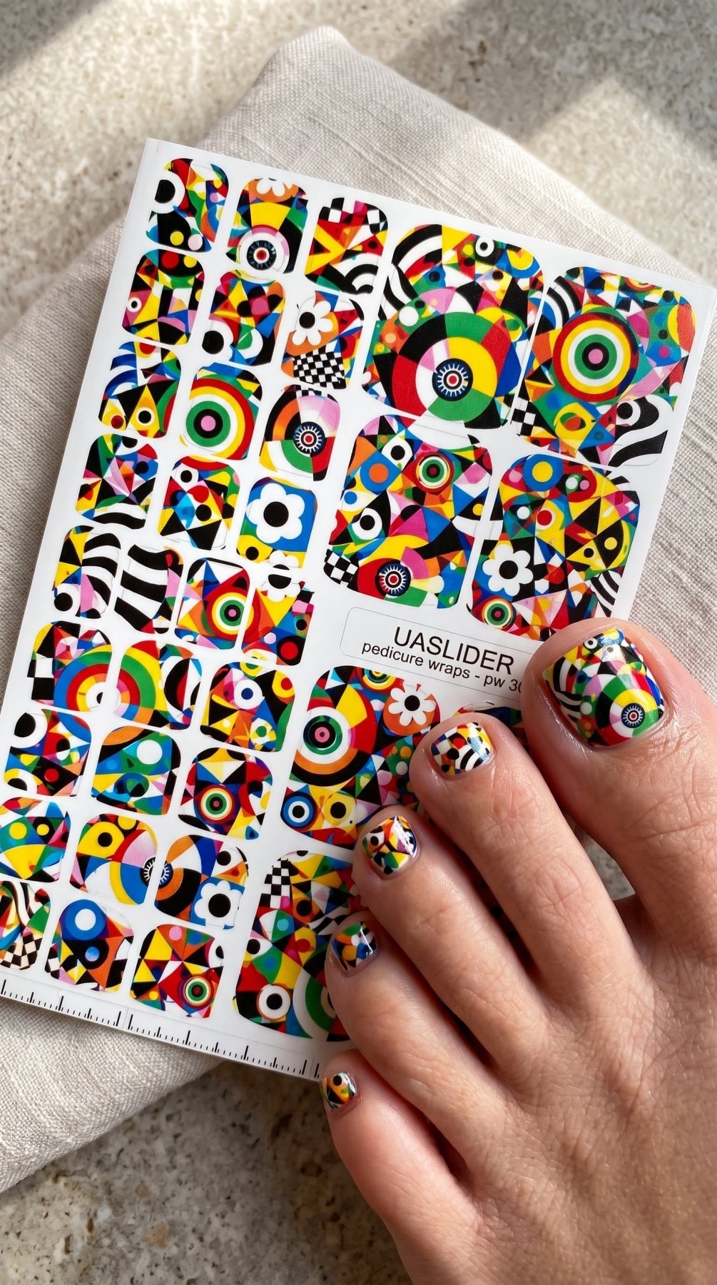 Colorful Abstract Pedicure Wraps — Geometric Pop Art | pw-308 - UASLIDER