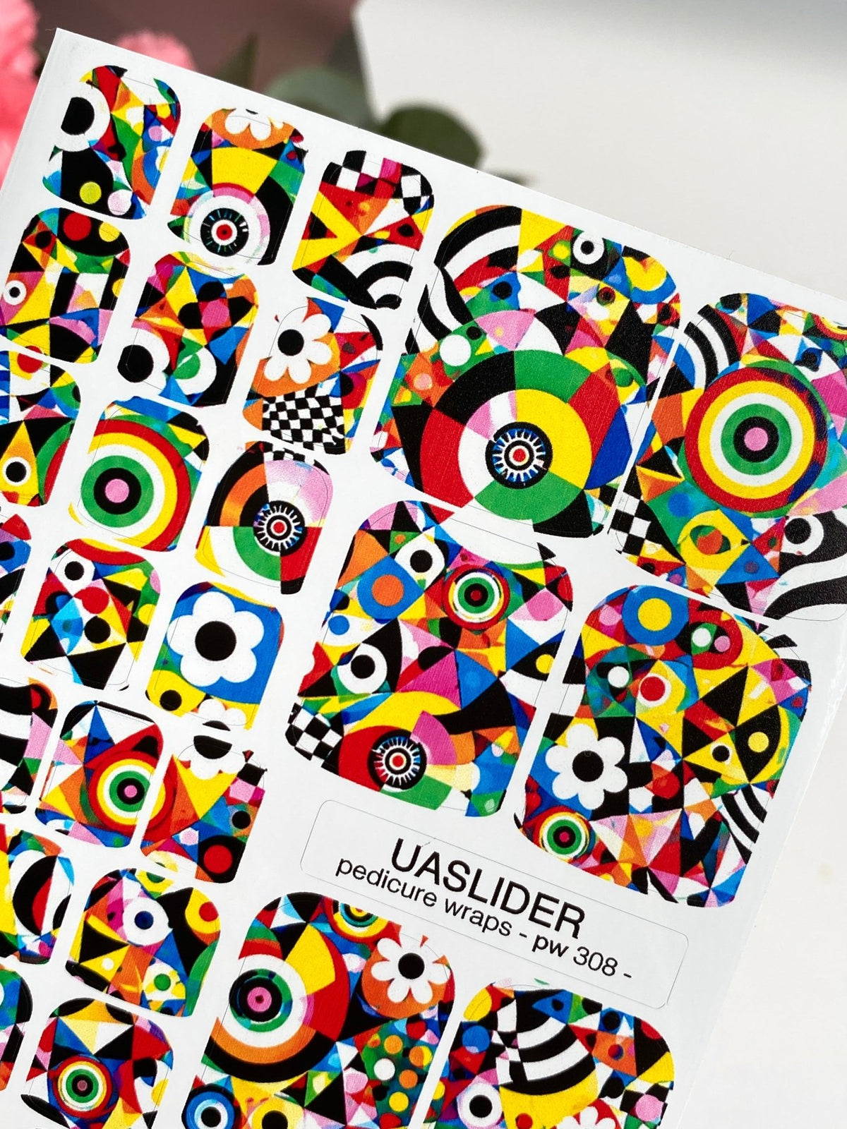 Colorful Abstract Pedicure Wraps — Geometric Pop Art | pw-308 - UASLIDER