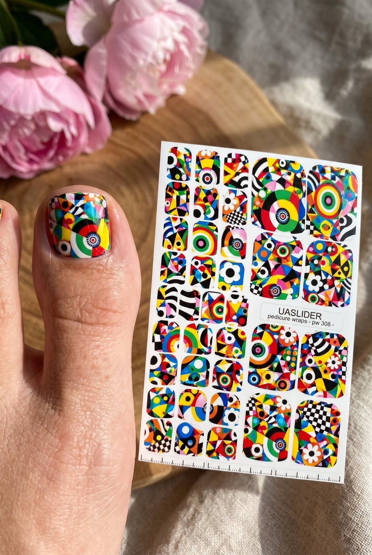 Colorful Abstract Pedicure Wraps — Geometric Pop Art | pw-308 - UASLIDER
