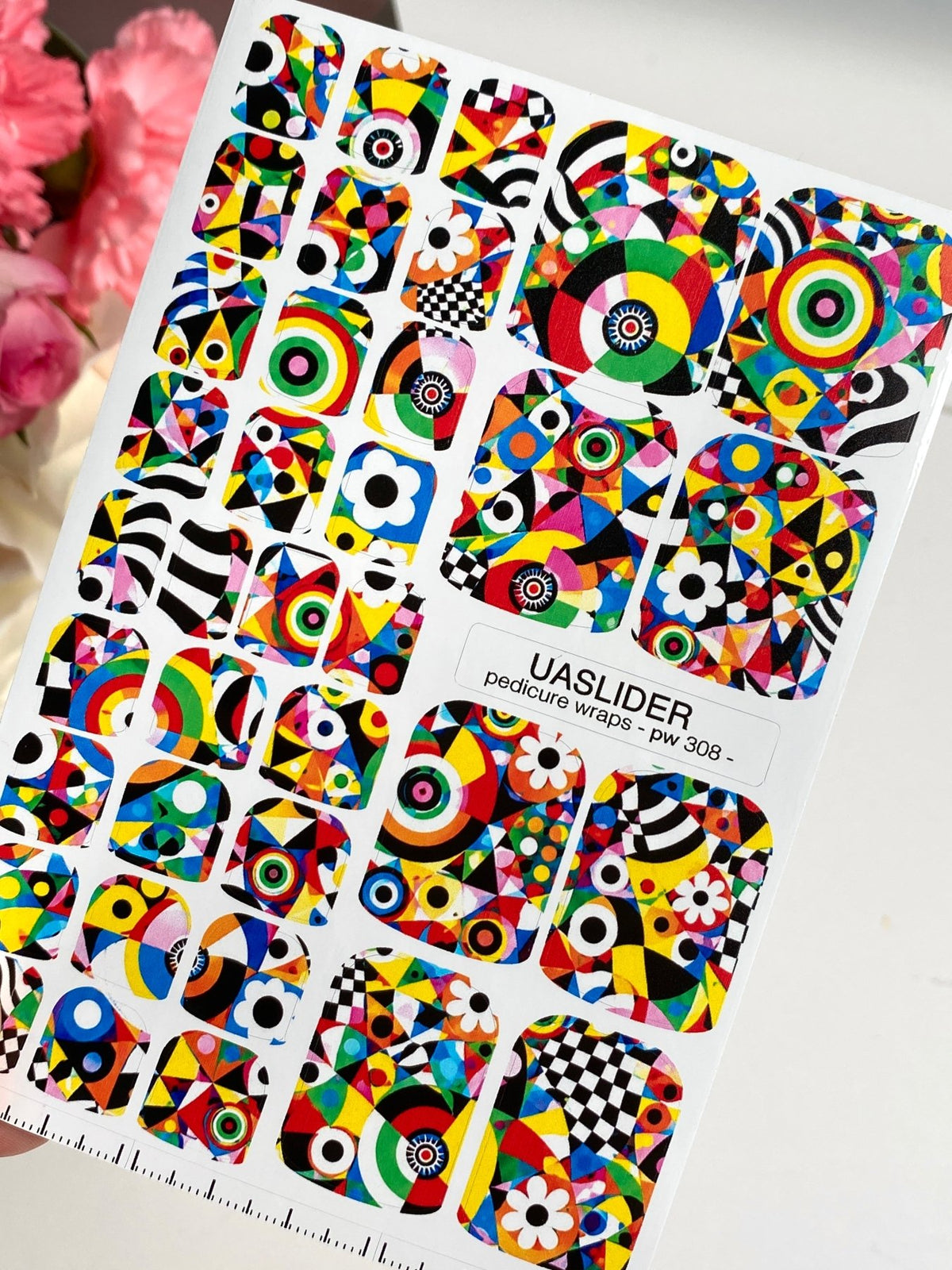 Colorful Abstract Pedicure Wraps — Geometric Pop Art | pw-308 - UASLIDER