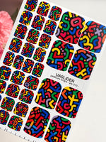 Colorful Abstract Pedicure Wraps — Maze Line Pattern | pw-310 - UASLIDER