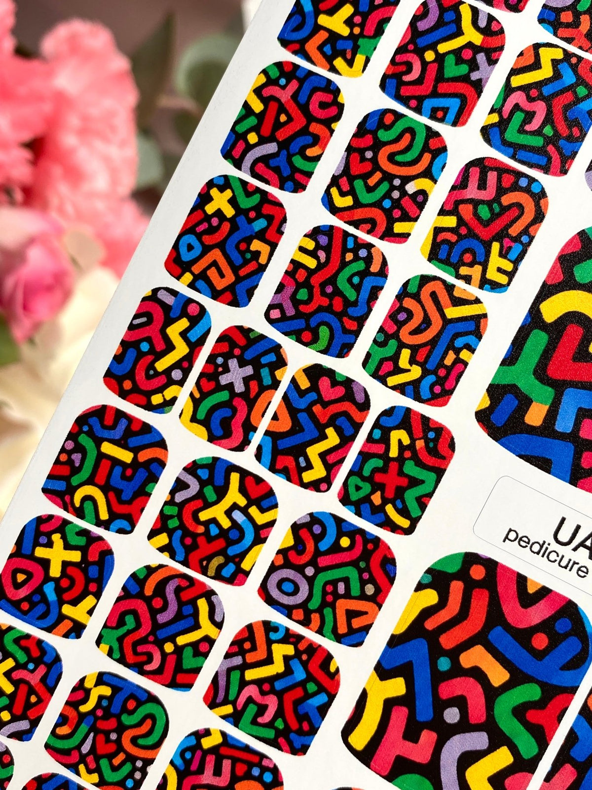 Colorful Abstract Pedicure Wraps — Maze Line Pattern | pw-310 - UASLIDER