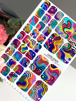 Colorful Abstract Pedicure Wraps — Wavy Retro Pattern | pw-311 - UASLIDER