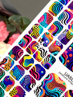 Colorful Abstract Pedicure Wraps — Wavy Retro Pattern | pw-311 - UASLIDER