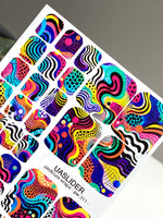 Colorful Abstract Pedicure Wraps — Wavy Retro Pattern | pw-311 - UASLIDER