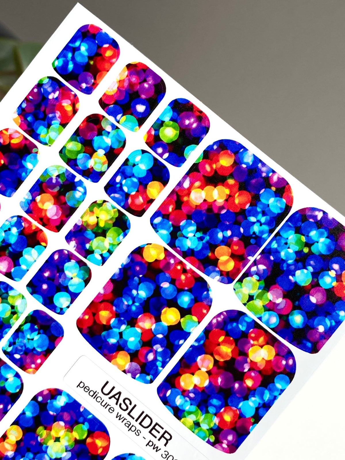 Colorful Bokeh Pedicure Wraps — Rainbow Lights | pw-306 - UASLIDER