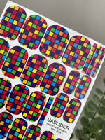Colorful Checkerboard Manicure Wraps — Bright Grid | mw-334 - UASLIDER