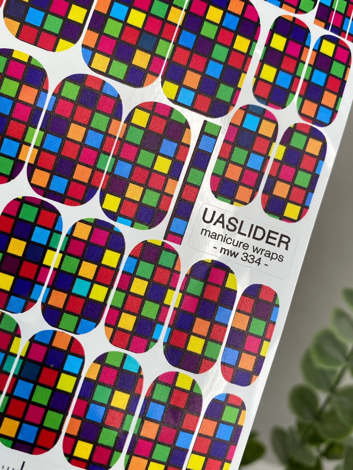 Colorful Checkerboard Manicure Wraps — Bright Grid | mw-334 - UASLIDER