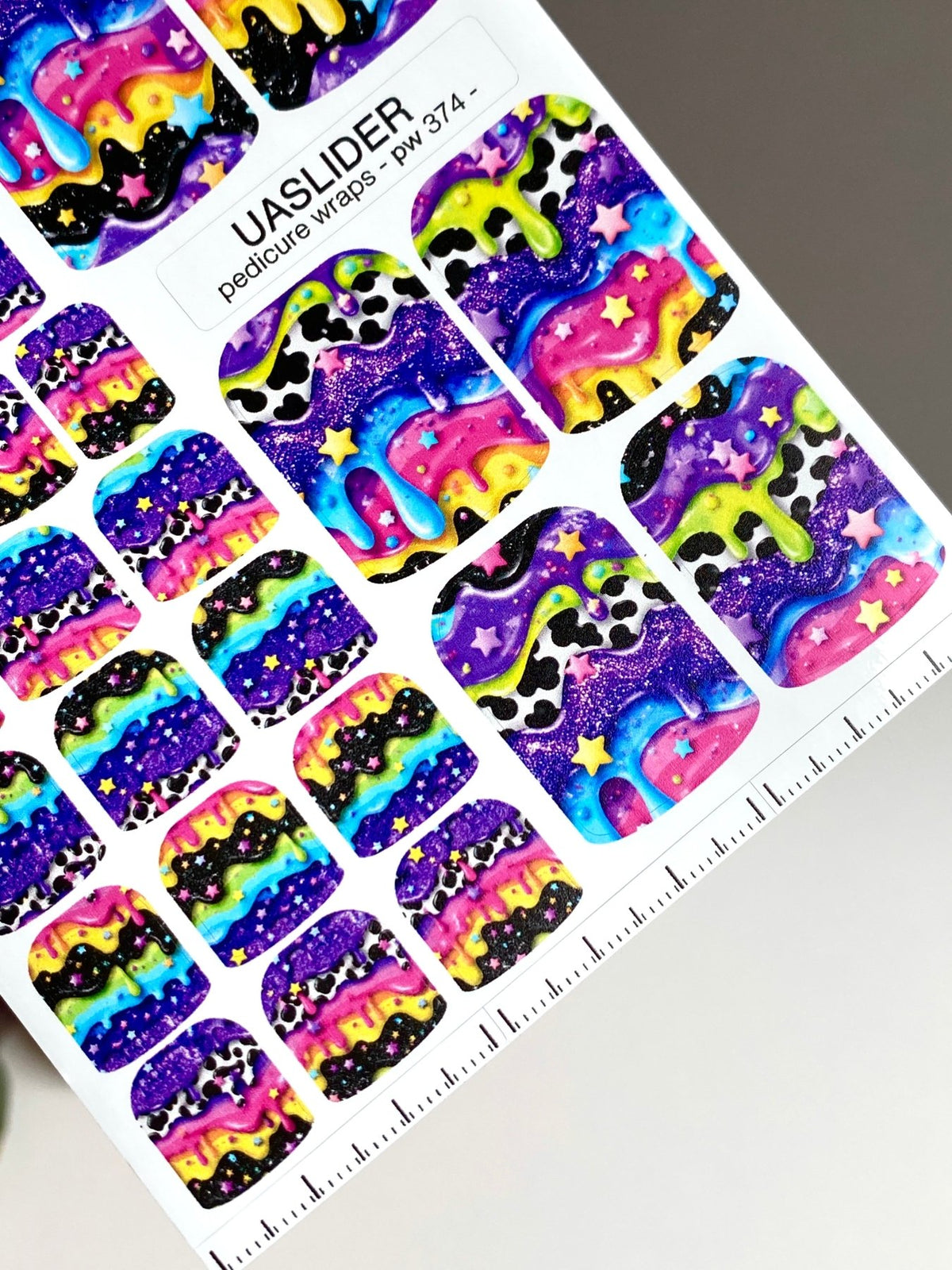 Colorful Drip Pedicure Wraps — Stars & Cow Print | pw-374 - UASLIDER