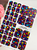 Colorful Polka Dot Pedicure Nail Wraps — Dark Base | pw-309 - UASLIDER