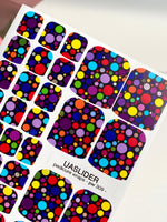Colorful Polka Dot Pedicure Nail Wraps — Dark Base | pw-309 - UASLIDER