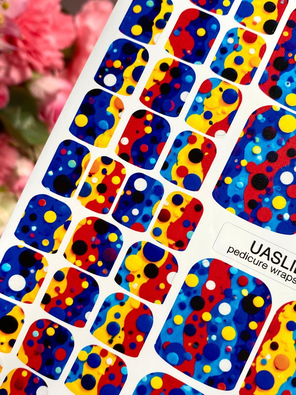 Colorful Polka Dot Pedicure Wraps — Wavy Abstract Print | pw-307 - UASLIDER