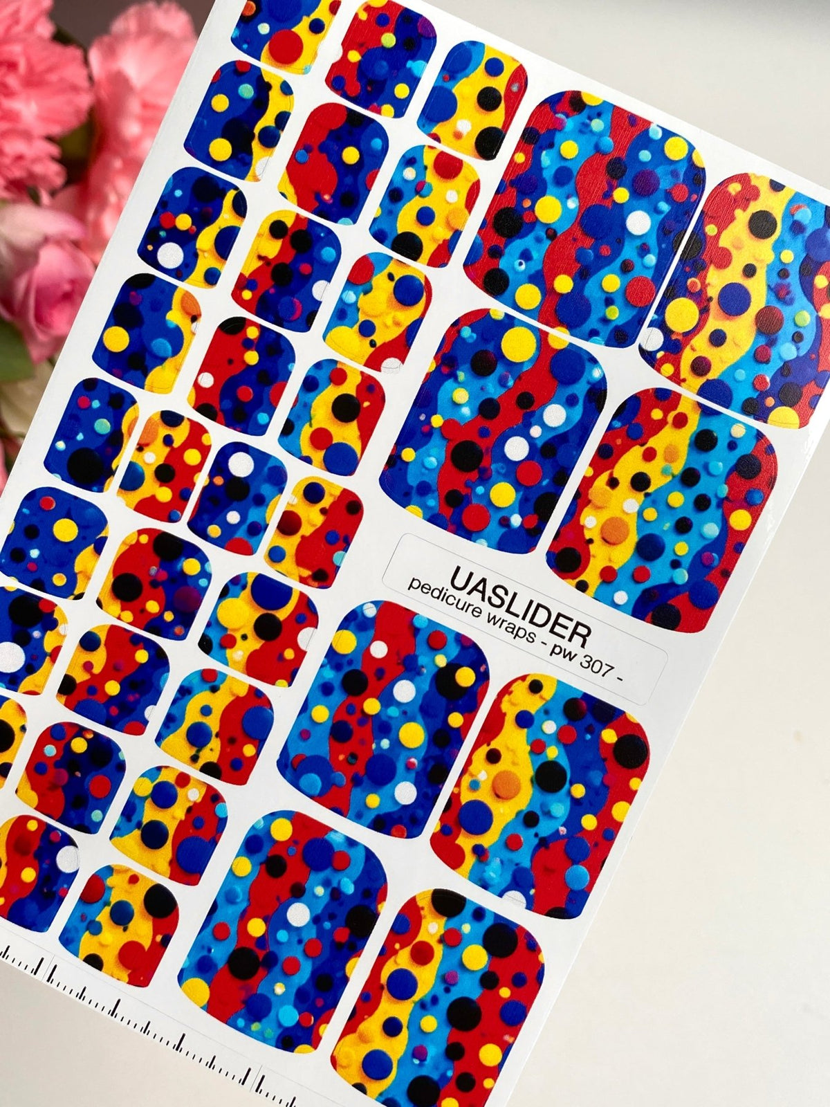 Colorful Polka Dot Pedicure Wraps — Wavy Abstract Print | pw-307 - UASLIDER