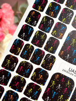 Colorful Skeleton Pedicure Wraps — Neon Bones on Black | pw-117 - UASLIDER