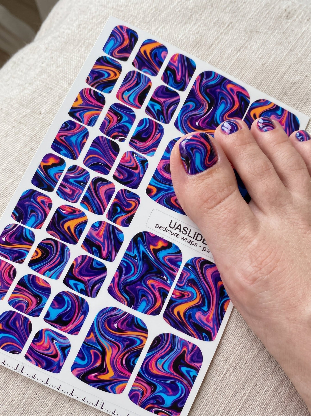 Colorful Swirl Pedicure Wraps — Psychedelic Marble | pw-362 - UASLIDER