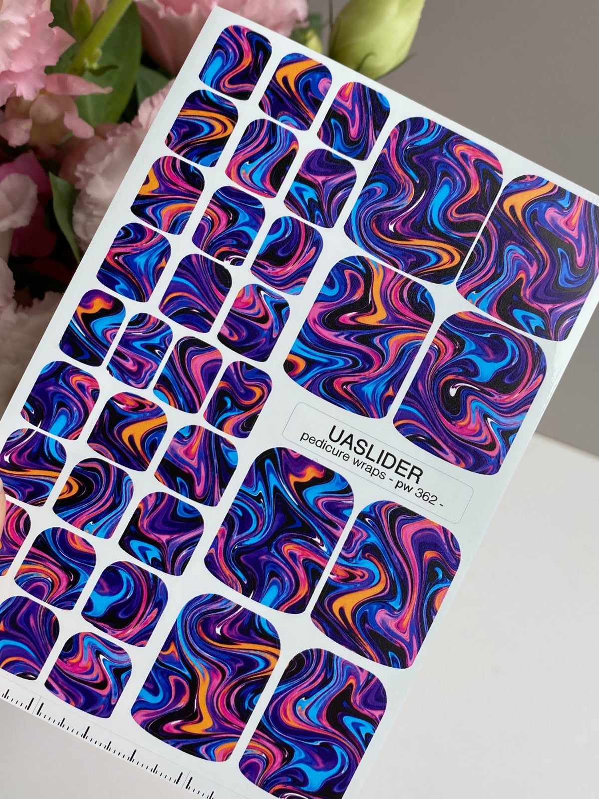 Colorful Swirl Pedicure Wraps — Psychedelic Marble | pw-362 - UASLIDER