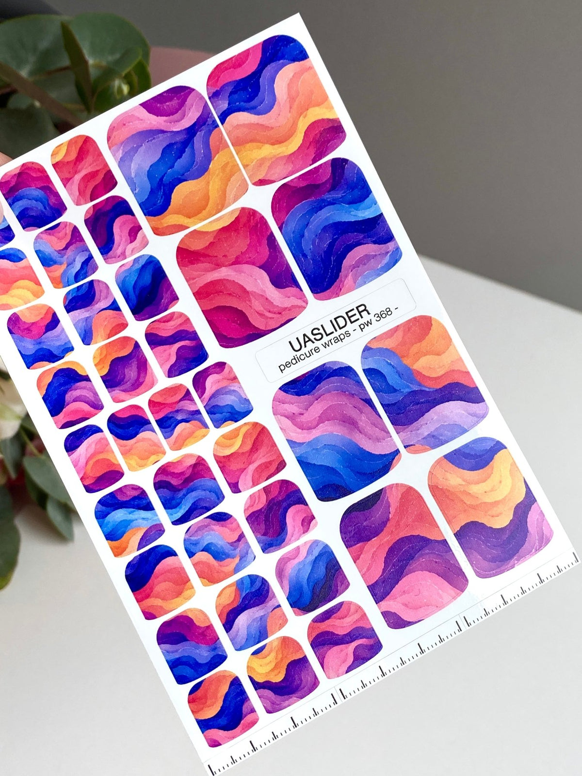 Colorful Wave Pedicure Wraps — Layered Abstract Lines | pw-368 - UASLIDER