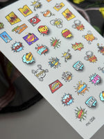 Comic Nail Decals — Pop Art BAM, POW, BOOM Speech Bubbles | MC-056 - UASLIDER