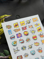 Comic Nail Decals — Pop Art BAM, POW, BOOM Speech Bubbles | MC-056 - UASLIDER