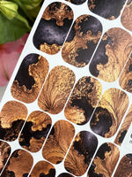 Copper Brown Manicure Nail Wraps — Charcoal Fluid Marble | mw-029 - UASLIDER