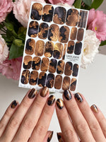 Copper Brown Manicure Nail Wraps — Charcoal Fluid Marble | mw-029 - UASLIDER