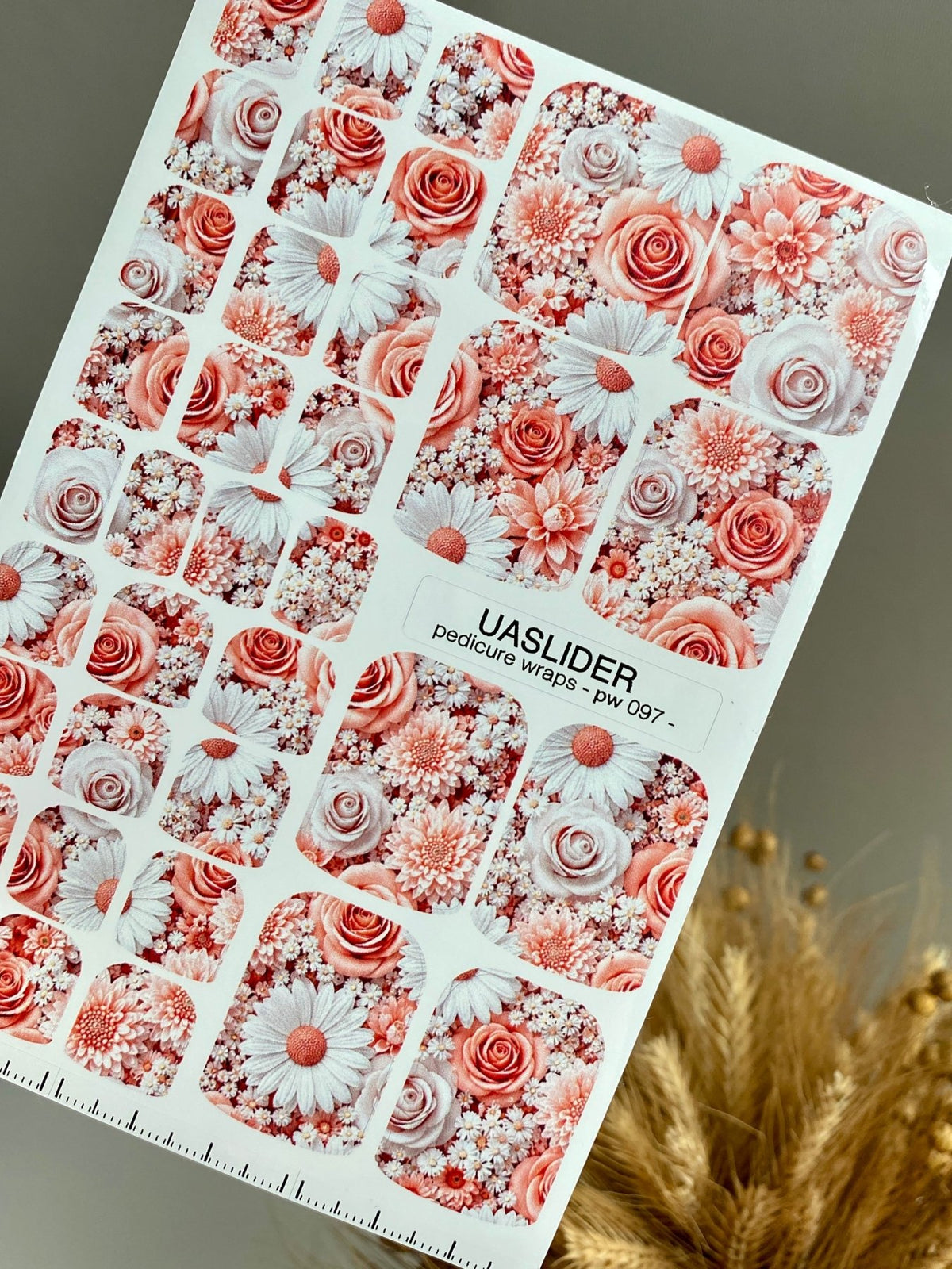 Coral Rose Pedicure Nail Wraps — Daisy Floral Mix | pw-097 - UASLIDER