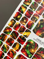 Cosmic Swirl Pedicure Wraps — Red, Green & Golden Yellow | pw-340 - UASLIDER