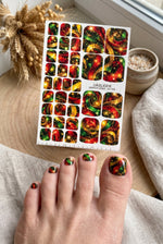 Cosmic Swirl Pedicure Wraps — Red, Green & Golden Yellow | pw-340 - UASLIDER