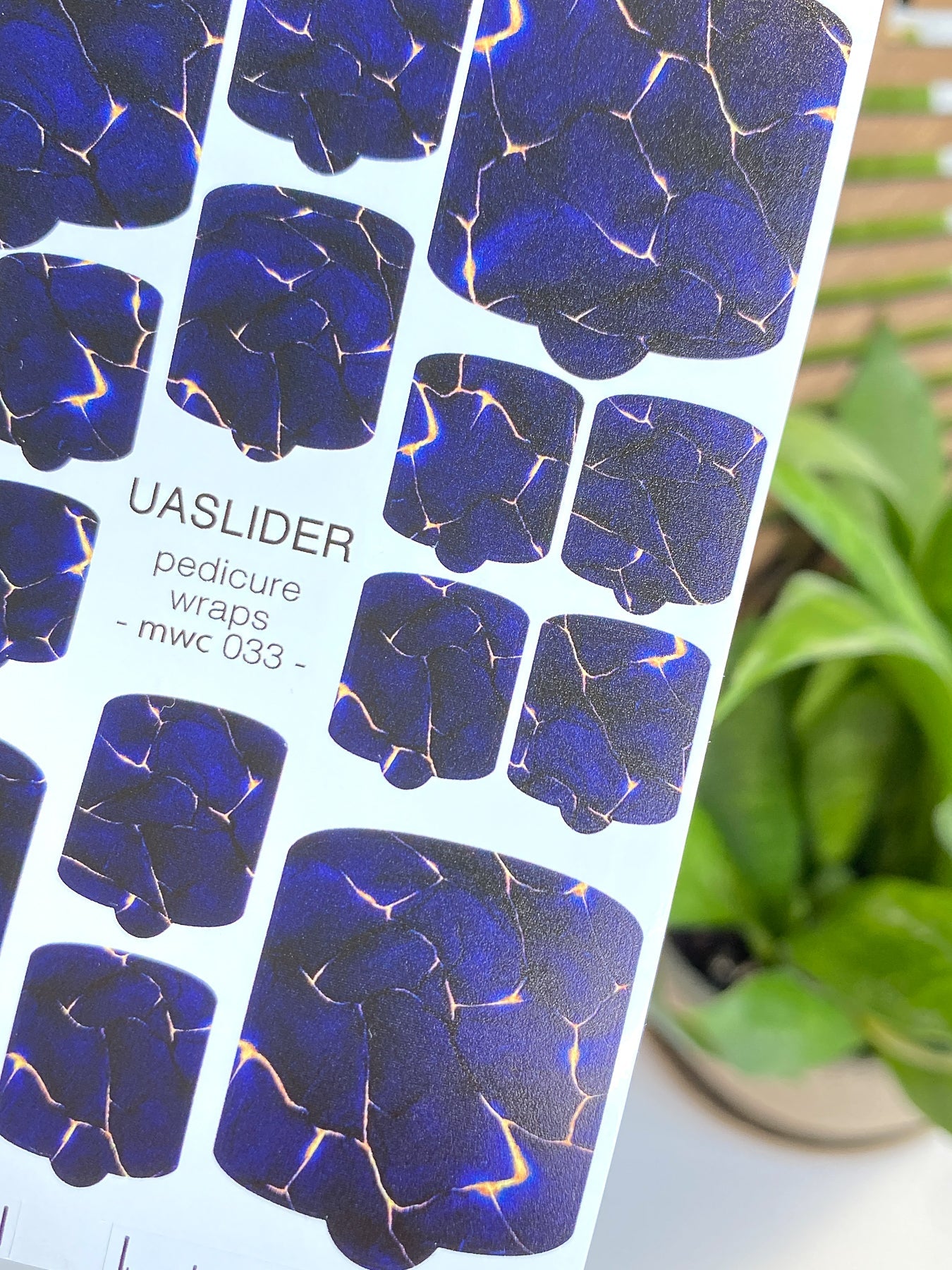 Cracked Stone Pedicure Nail Wraps — Dark Blue & Gold | MWC-033 - UASLIDER