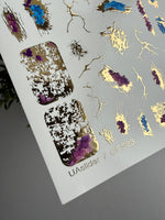 Cracked Texture Nail Decals — Gold Foil, Blue & Purple Brush | CF - 023 - UASLIDER