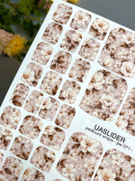 Cream Blossom Pedicure Nail Wraps — Brown Leaves on Dusty Rose | PW-071 - UASLIDER