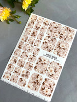Cream Blossom Pedicure Nail Wraps — Brown Leaves on Dusty Rose | PW-071 - UASLIDER