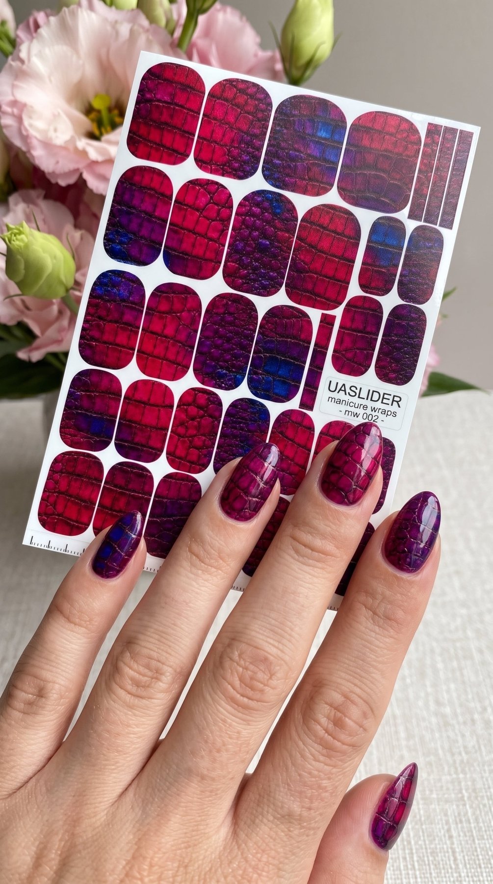 Crocodile Manicure Nail Wraps — Berry Purple Reptile | mw-002 - UASLIDER