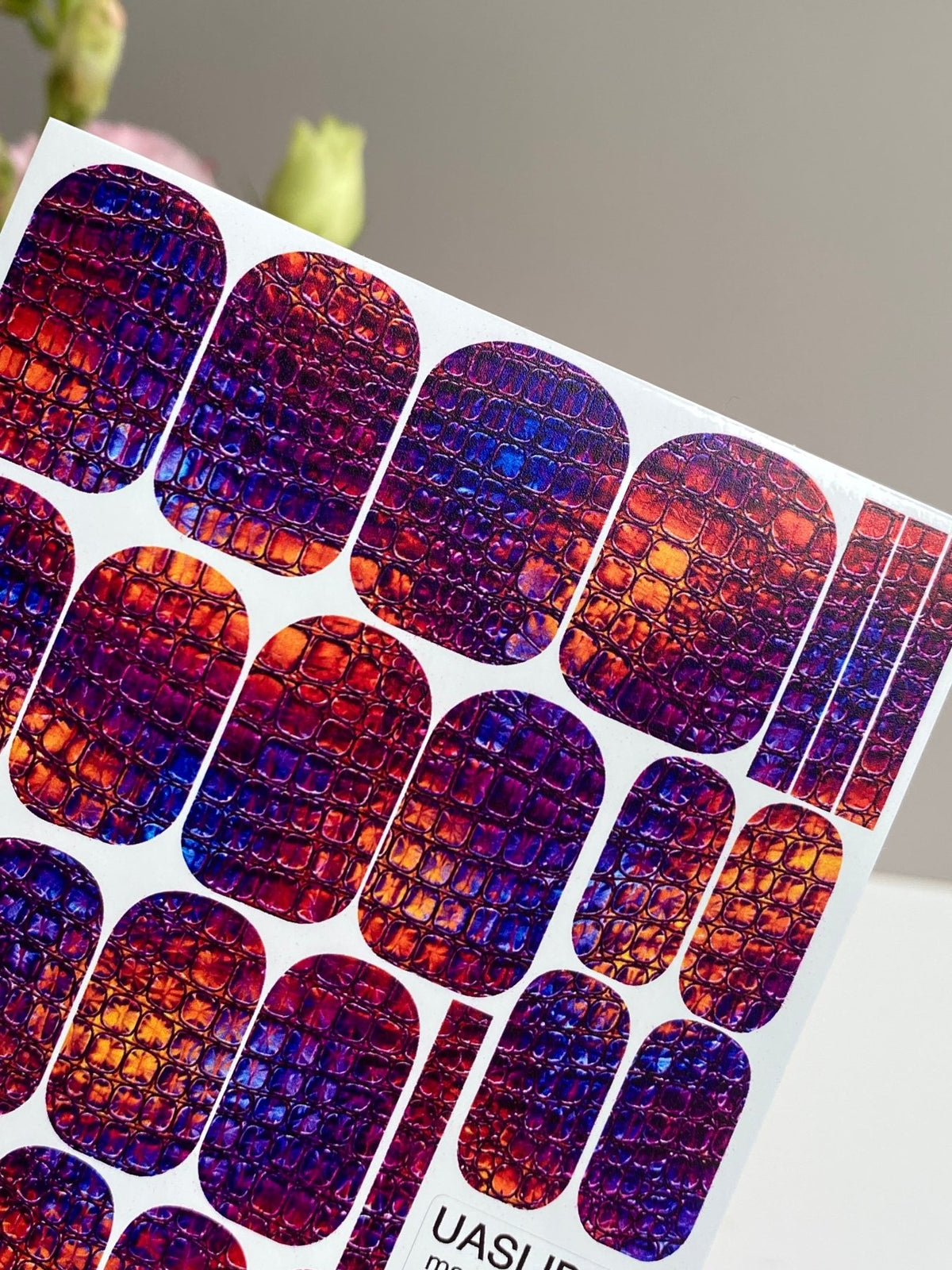 Crocodile Manicure Wraps — Purple, Orange & Blue | mw-009 - UASLIDER