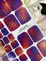 Crocodile Skin Pedicure Nail Wraps — Iridescent Purple Orange | PW-009 - UASLIDER
