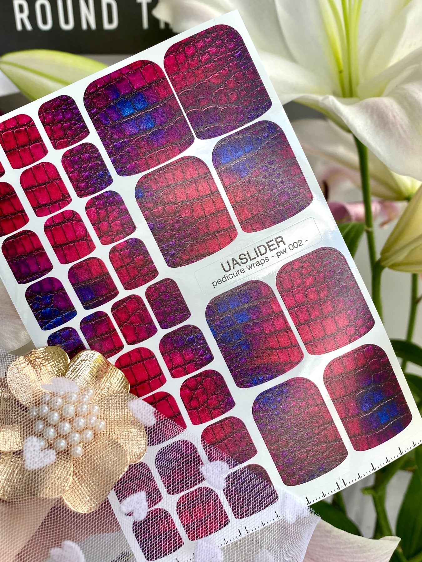 Crocodile Skin Pedicure Nail Wraps — Magenta Purple Iridescent | PW-002 - UASLIDER