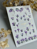 Crocus Nail Decals — Purple Spring Flowers & Gold Foil Script | CF - 830 - UASLIDER