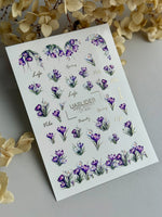 Crocus Nail Decals — Purple Spring Flowers & Gold Foil Script | CF - 830 - UASLIDER