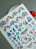 Crystal & Gemstone Nail Decals — Pink Blue Gold Foil | CF - 797 - UASLIDER