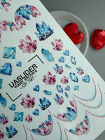 Crystal & Gemstone Nail Decals — Pink Blue Gold Foil | CF - 797 - UASLIDER