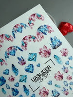 Crystal & Gemstone Nail Decals — Pink Blue Gold Foil | CF - 797 - UASLIDER
