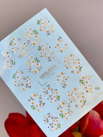 Daisy Nail Decals — White Daisies with Gold Foil Leaves | CF - 863 - UASLIDER