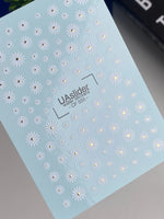 Daisy Nail Decals — White Micro Daisies with Gold Centers | CF - 555 - UASLIDER