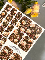 Dark Floral Pedicure Nail Wraps — Cream Magnolia on Black | PW-050 - UASLIDER