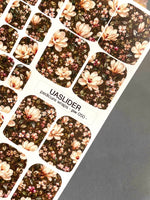 Dark Floral Pedicure Nail Wraps — Cream Magnolia on Black | PW-050 - UASLIDER