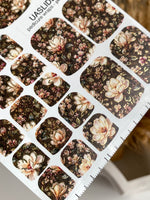 Dark Floral Pedicure Wraps — Cream Blooms & Gold Foil | pwg-050 - UASLIDER