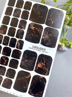 Dark Marble Pedicure Nail Wraps — Copper Vein on Black | PW-041 - UASLIDER