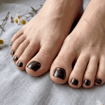 Dark Marble Pedicure Nail Wraps — Copper Vein on Black | PW-041 - UASLIDER