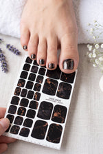 Dark Marble Pedicure Nail Wraps — Copper Vein on Black | PW-041 - UASLIDER