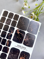 Dark Marble Pedicure Nail Wraps — Copper Vein on Black | PW-041 - UASLIDER